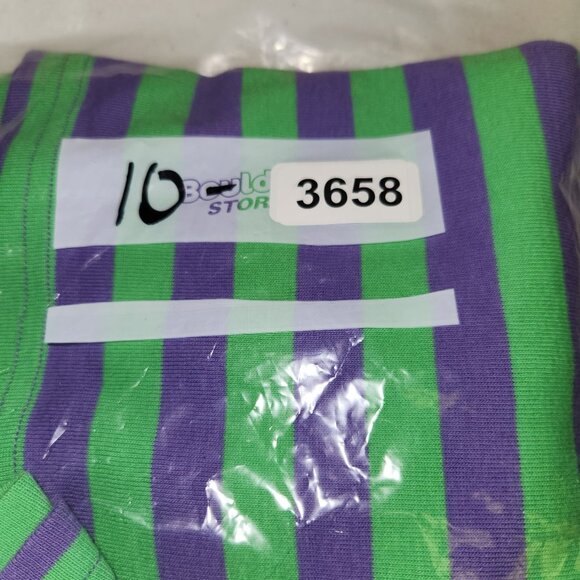 Hanna Andersson Girls 120 Purple & Green Striped Long-Sleeve Dress 100% - Picture 7 of 7